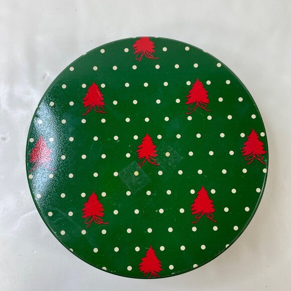 Set Of 3 Vintage Christmas-Themed Metal Tins Festive Poinsettia Polka Dot Design - Picture 6 of 13